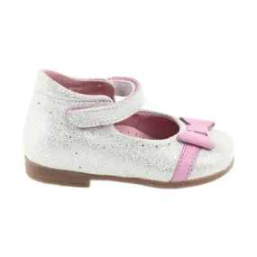 Klittenband ballerina's kinderschoenen Ren But 1493 DISKO wit grijs roze
