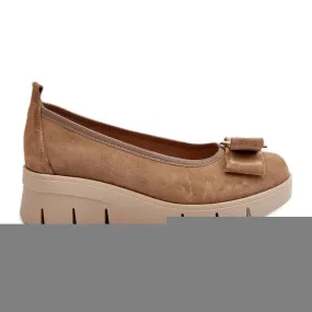Lewski Shoes Leren ballerina's op plateau met decoratie, Beige Lewski 3384